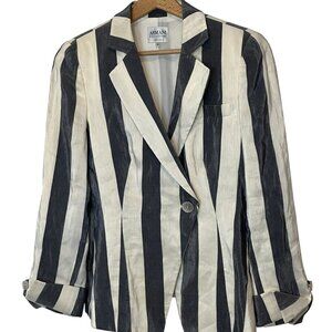 Armani Le Collezioni Womens Striped Silk Blazer Jacket Size 44  Womens